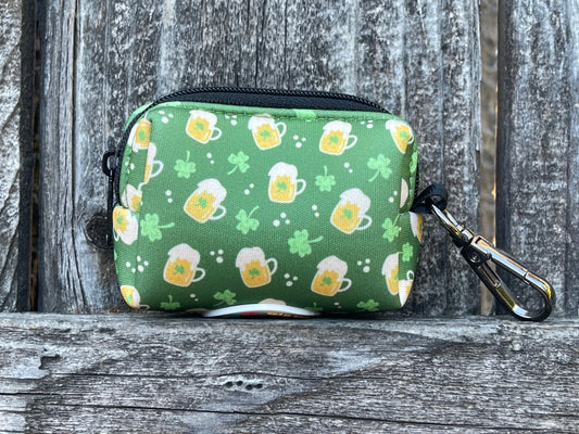 Irish Beer Dog Poop Bag Holder – Green Shamrock Print Recycled Waste Bag Dispenser
