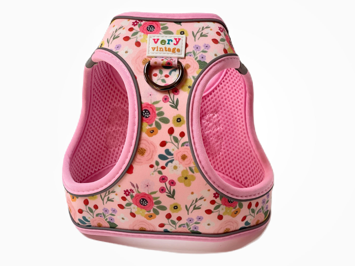 Garden Party Dog Harness – Pink Floral Print – No Pull Vest for Small Dogs & Cats