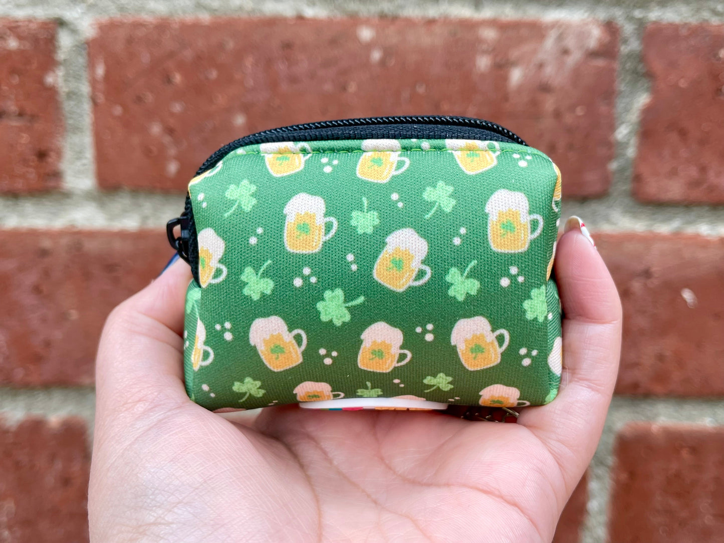 Irish Beer Dog Poop Bag Holder – Green Shamrock Print Recycled Waste Bag Dispenser