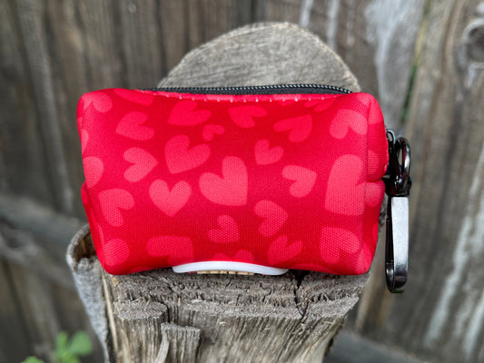 Love Is In The Air Dog Poop Bag Holder – Red Heart Print Recycled Waste Bag Dispenser