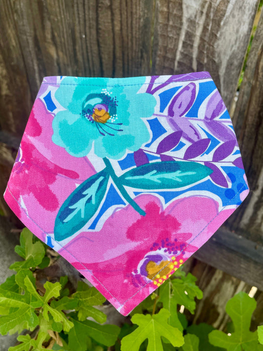 Periwinkle Floral Dog Bandana – Eco-Friendly Snap-On Pet Scarf – Made in the USA