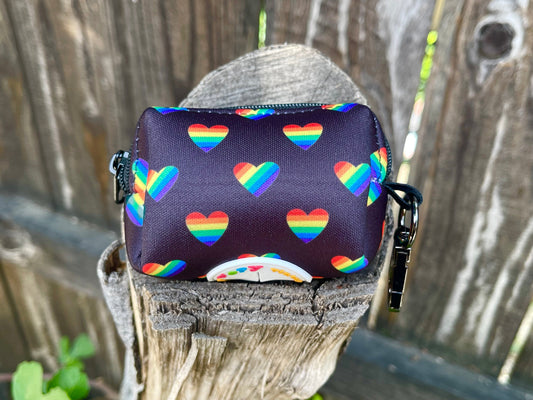 Love Is Love Dog Poop Bag Holder – Rainbow Hearts Recycled Waste Bag Dispenser