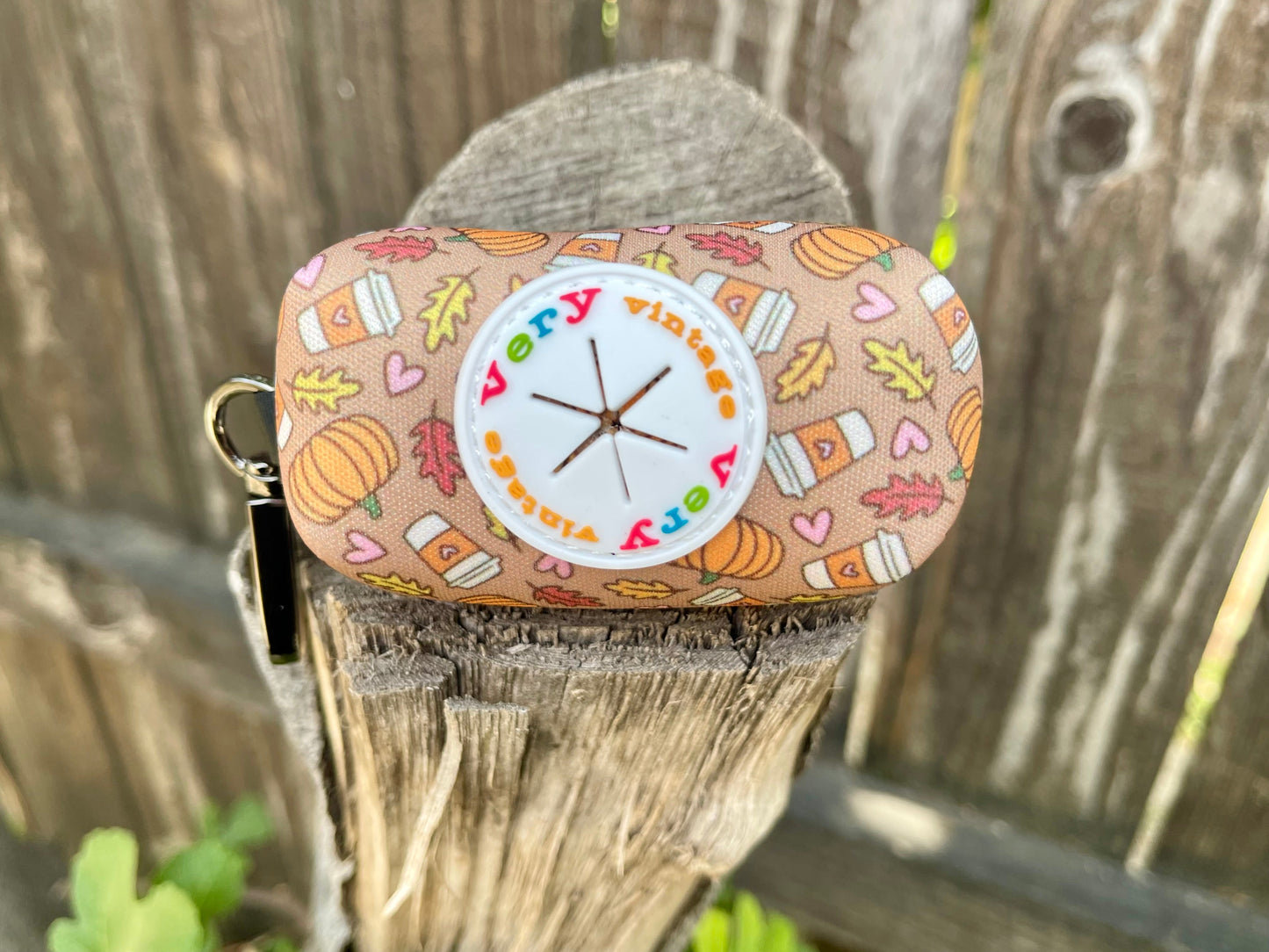 Pumpkin Spice Dog Poop Bag Holder – Fall Coffee Print Recycled Waste Bag Dispenser