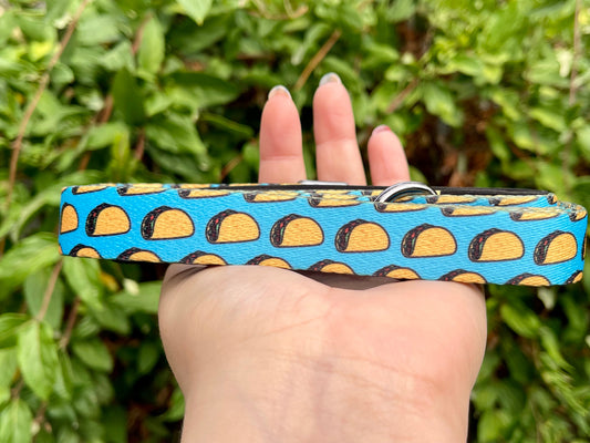Taco Tuesday Dog Leash – Blue Mexican Food Print – Recycled & Eco-Friendly
