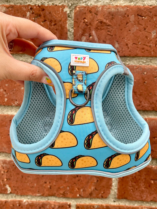 Taco Tuesday Dog Harness – Funny Foodie Print – No Pull Vest for Small Dogs & Cats
