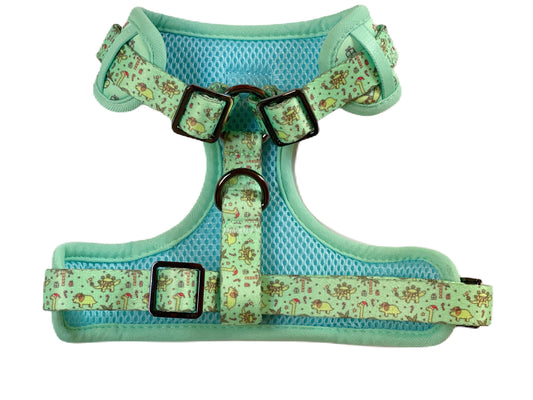 Christmas Dinos - Adjustable Dog Harness - Heavy Duty Metal Hardware