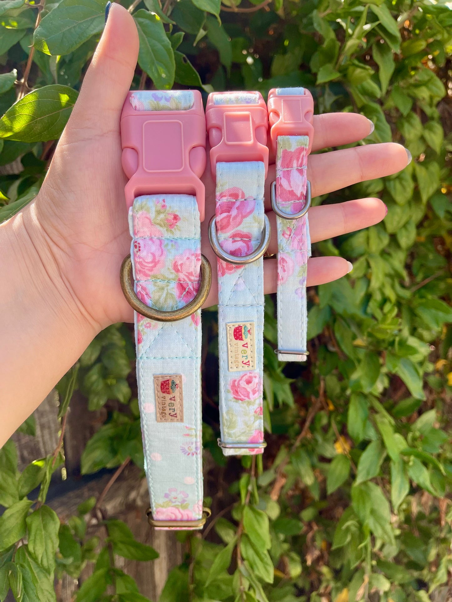 French Country – Shabby Chic Floral Dog & Cat Collar – Cottagecore Pet Style – Organic Cotton – Handmade in the USA