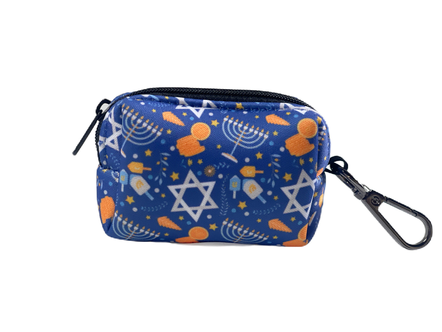 Happy Hanukkah Dog Poop Bag Holder – Dreidel & Gelt Print – Recycled Waste Bag Dispenser