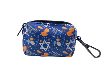 Happy Hanukkah Dog Poop Bag Holder – Dreidel & Gelt Print – Recycled Waste Bag Dispenser