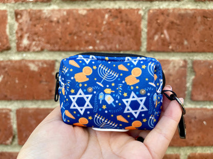 Happy Hanukkah Dog Poop Bag Holder – Dreidel & Gelt Print – Recycled Waste Bag Dispenser