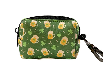 Irish Beer Dog Poop Bag Holder – Green Shamrock Print Recycled Waste Bag Dispenser
