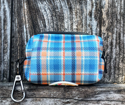 Murphy - Blue & Orange Plaid Dog Poop Bag Holder – Tartan Recycled Waste Bag Dispenser