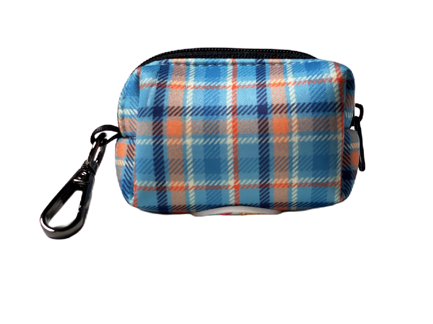 Murphy - Blue & Orange Plaid Dog Poop Bag Holder – Tartan Recycled Waste Bag Dispenser