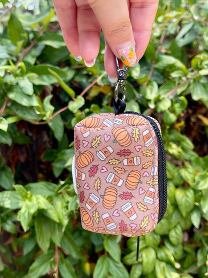 Pumpkin Spice Dog Poop Bag Holder – Fall Coffee Print Recycled Waste Bag Dispenser