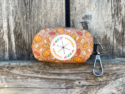 Pumpkin Spice Dog Poop Bag Holder – Fall Coffee Print Recycled Waste Bag Dispenser