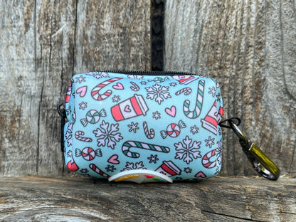 Peppermint Mocha Poop Bag Holder – Holiday Coffee & Candy Cane Print – Recycled Waste Bag Dispenser