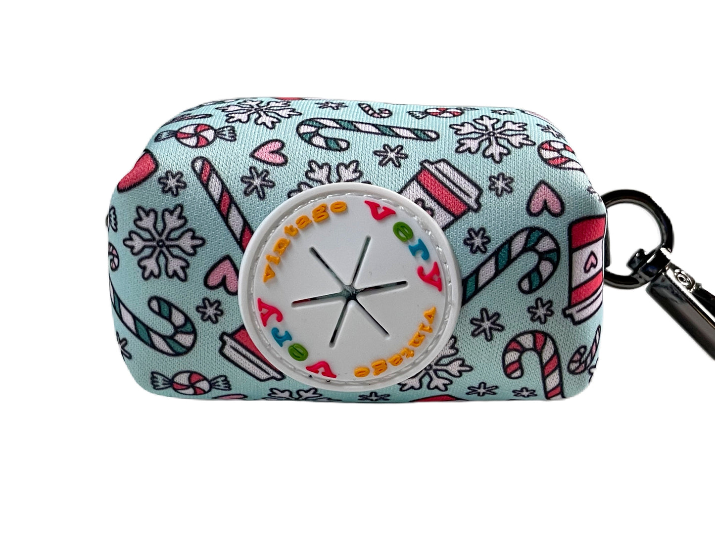 Peppermint Mocha Poop Bag Holder – Holiday Coffee & Candy Cane Print – Recycled Waste Bag Dispenser