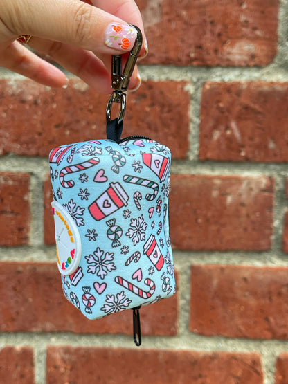 Peppermint Mocha Poop Bag Holder – Holiday Coffee & Candy Cane Print – Recycled Waste Bag Dispenser