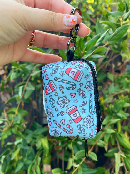Peppermint Mocha Poop Bag Holder – Holiday Coffee & Candy Cane Print – Recycled Waste Bag Dispenser