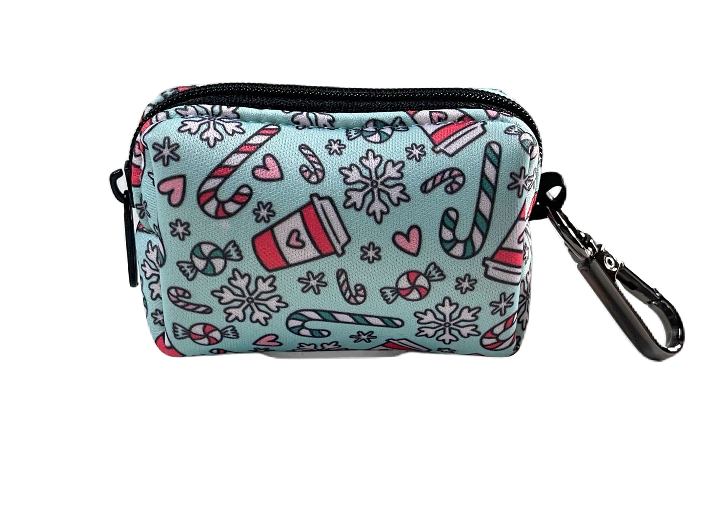Peppermint Mocha Poop Bag Holder – Holiday Coffee & Candy Cane Print – Recycled Waste Bag Dispenser