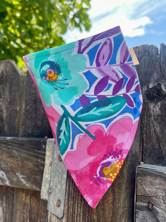 Periwinkle Floral Dog Bandana – Eco-Friendly Snap-On Pet Scarf – Made in the USA