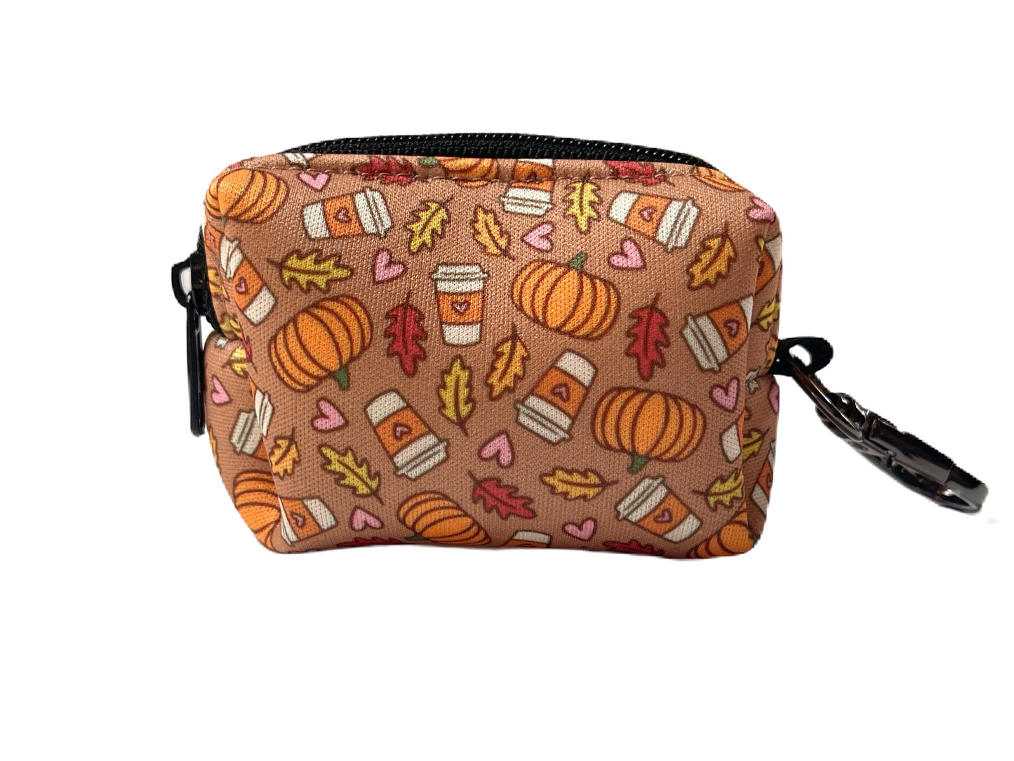 Pumpkin Spice Dog Poop Bag Holder – Fall Coffee Print Recycled Waste Bag Dispenser