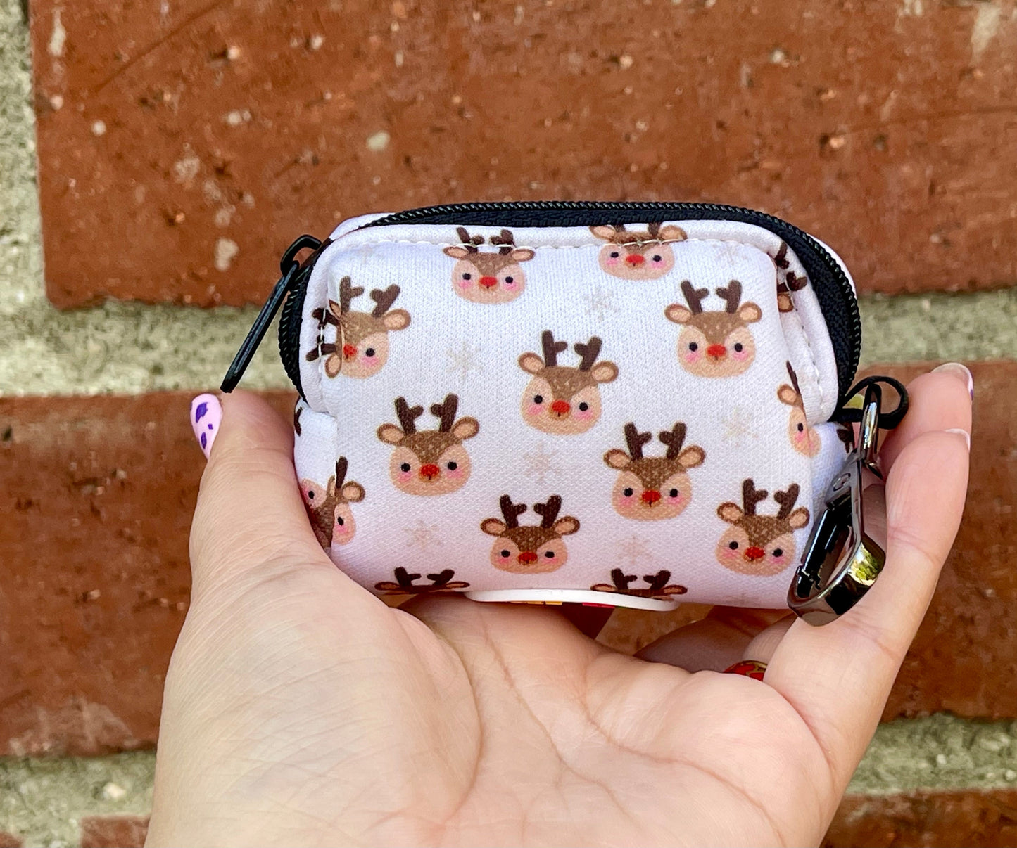 Reindeer Games Dog Poop Bag Holder – Holiday Reindeer Print – Recycled Waste Bag Dispenser