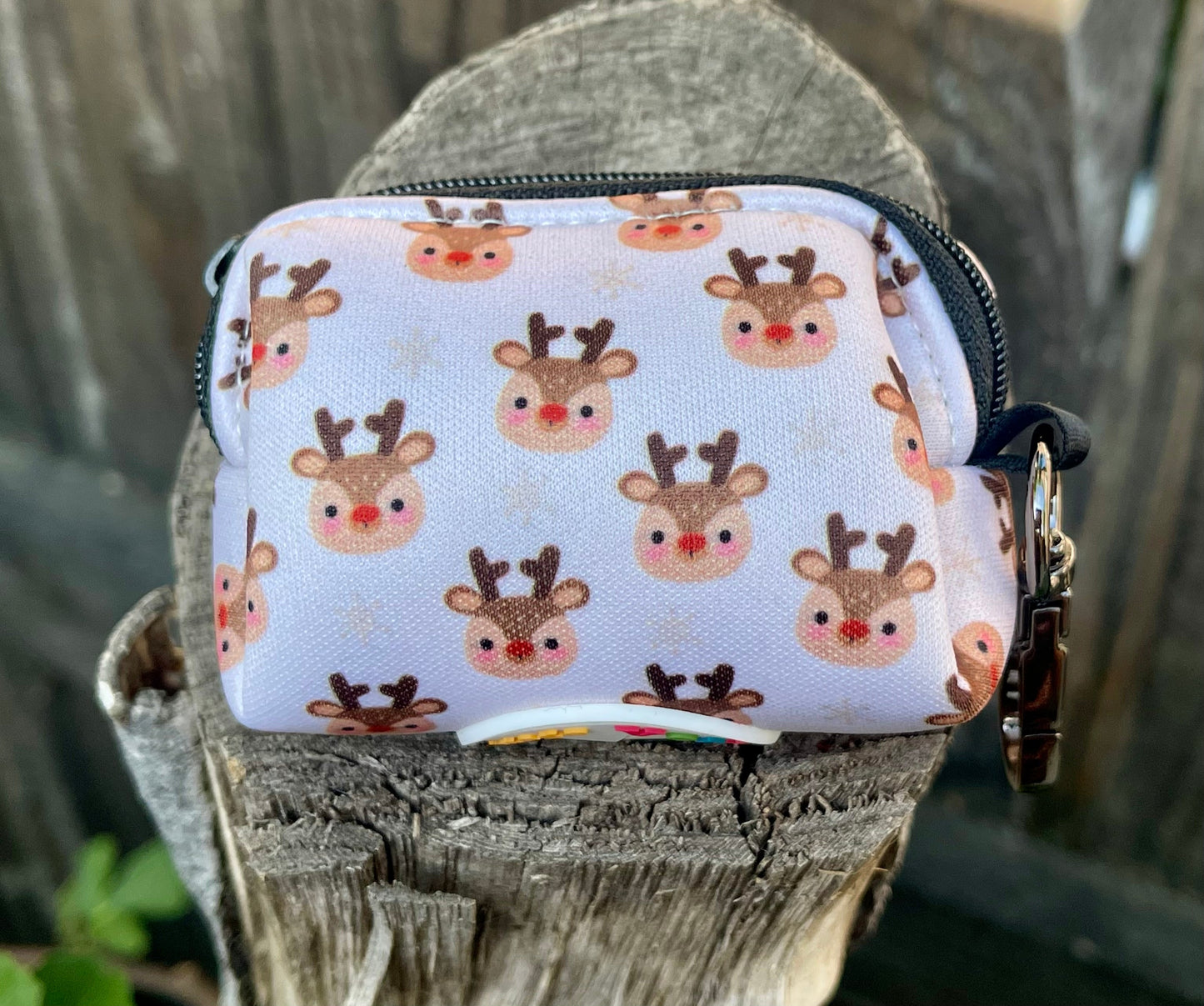Reindeer Games Dog Poop Bag Holder – Holiday Reindeer Print – Recycled Waste Bag Dispenser
