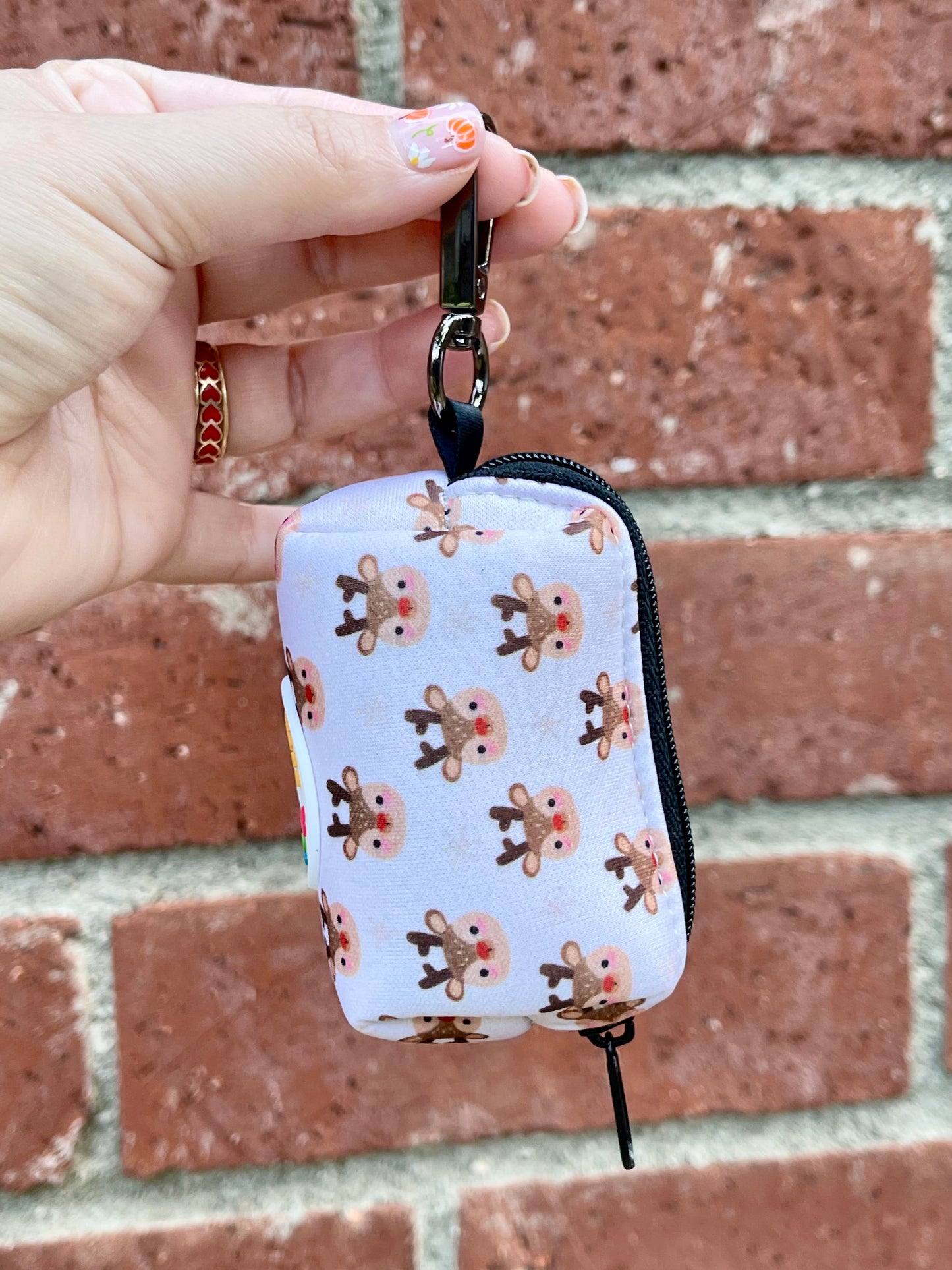 Reindeer Games Dog Poop Bag Holder – Holiday Reindeer Print – Recycled Waste Bag Dispenser