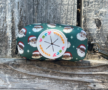 Santa Claus Dog Poop Bag Holder – Diverse Santa Print – Recycled Waste Bag Dispenser