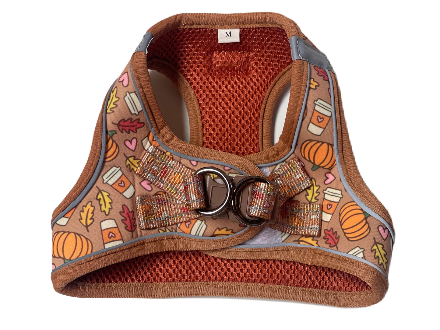 Pumpkin Spice Latte Dog Harness – Fall Coffee Print – No Pull Vest for Small Dogs & Cats