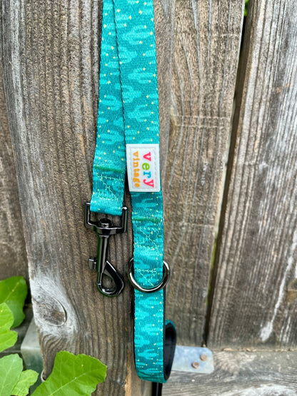 Cactus Dog Leash – Teal Desert Print Lead – Eco-Friendly & Stylish