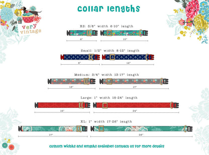 French Country – Shabby Chic Floral Dog & Cat Collar – Cottagecore Pet Style – Organic Cotton – Handmade in the USA