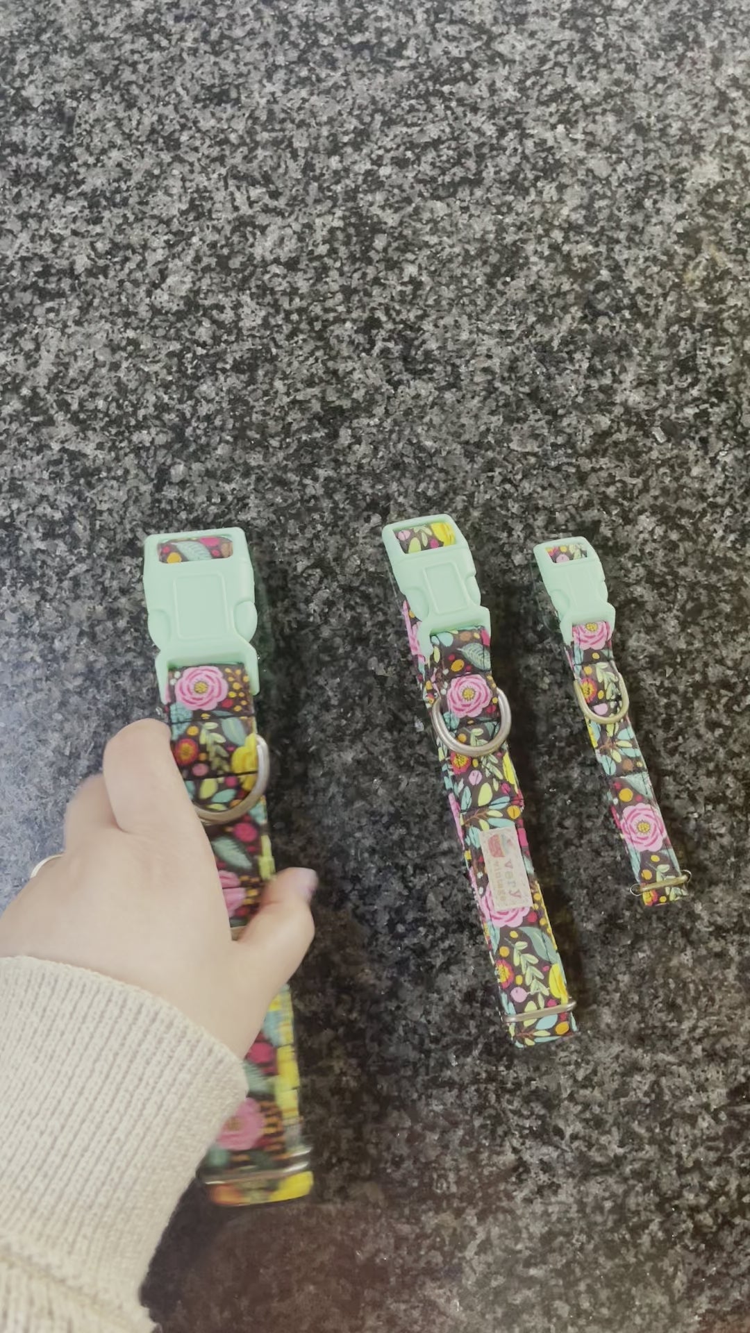 Dogwood – Soft Floral Dog & Cat Collar – Gray with White & Yellow Flowers – Organic Cotton – Handmade in the USA