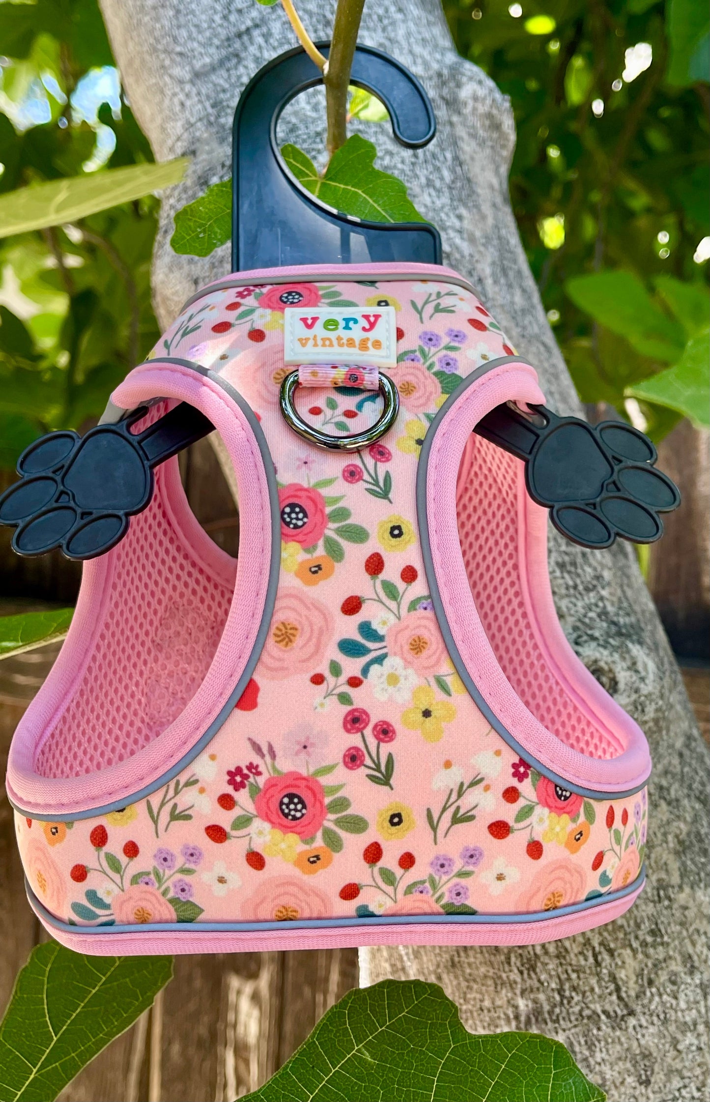 Garden Party Dog Harness – Pink Floral Print – No Pull Vest for Small Dogs & Cats