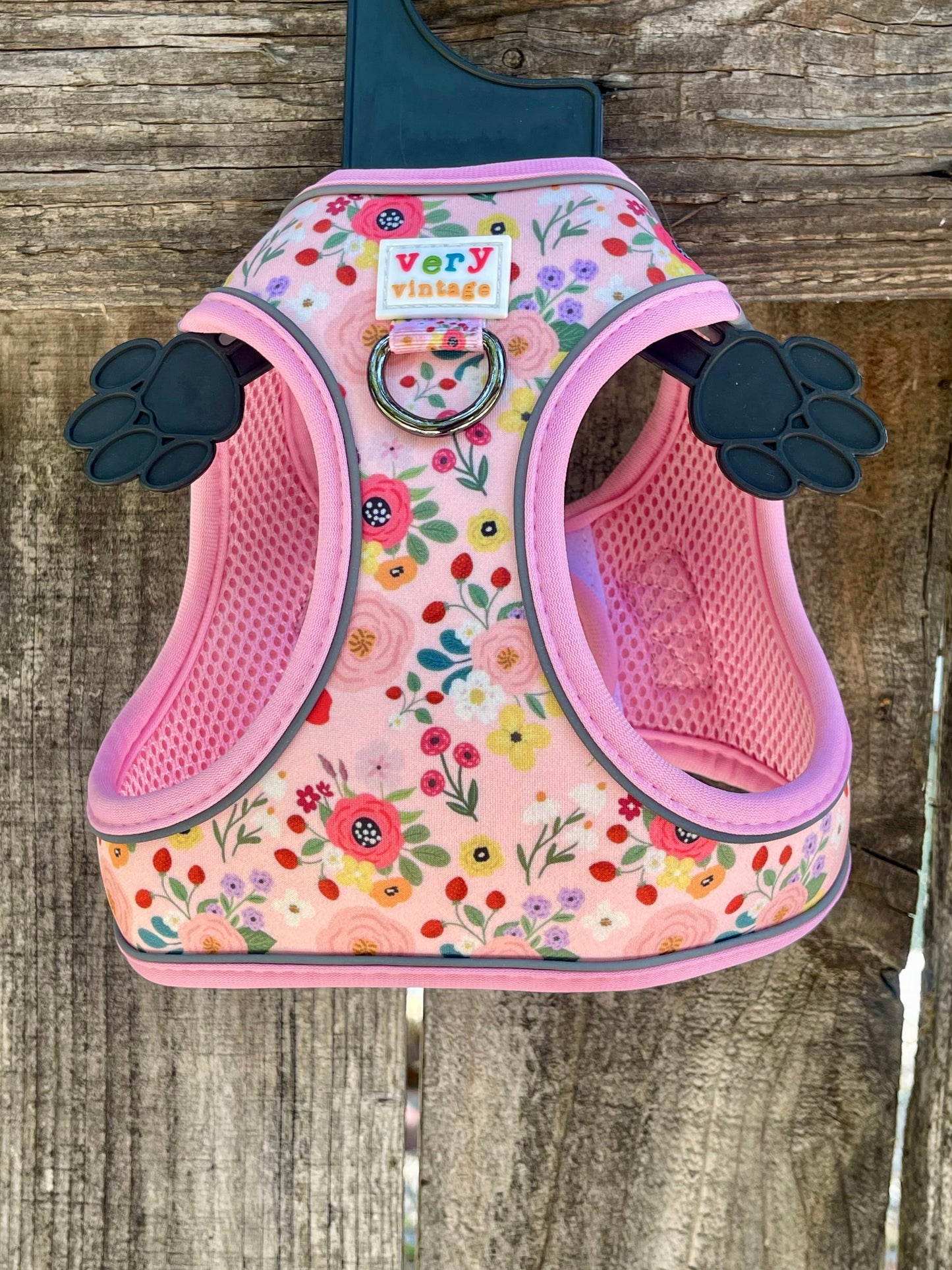 Garden Party Dog Harness – Pink Floral Print – No Pull Vest for Small Dogs & Cats