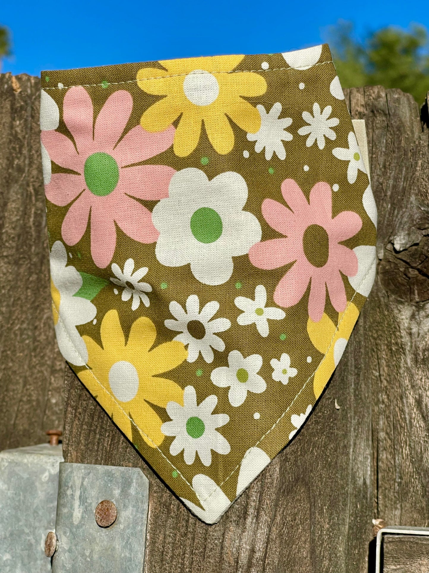 Flower Power Dog Bandana – Eco-Friendly Snap-On Pet Scarf – Made in the USA