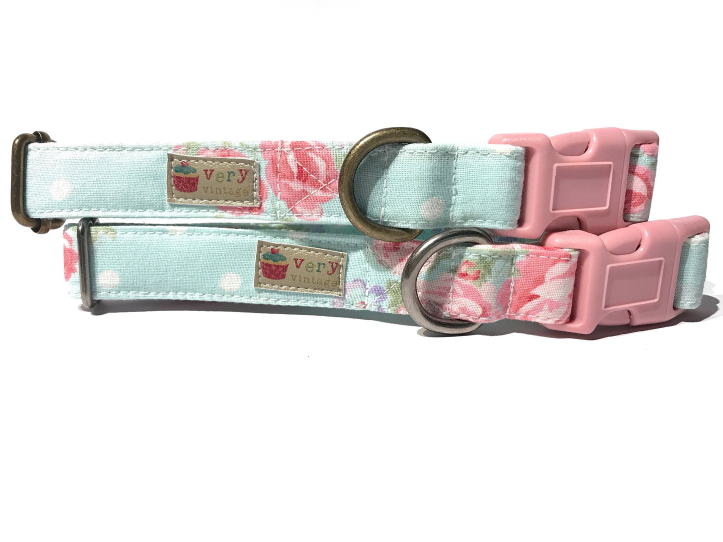 French Country – Shabby Chic Floral Dog & Cat Collar – Cottagecore Pet Style – Organic Cotton – Handmade in the USA