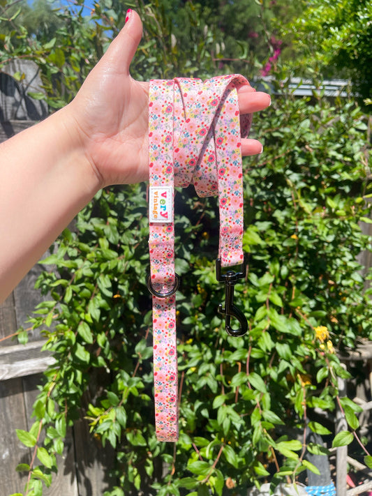Garden Party Dog Leash – Pink Floral Lead – Recycled & Eco-Friendly