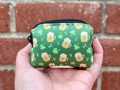 Irish Beer Dog Poop Bag Holder – Green Shamrock Print Recycled Waste Bag Dispenser