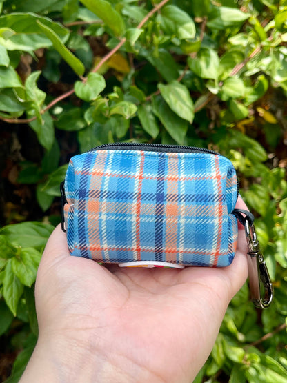 Murphy - Blue & Orange Plaid Dog Poop Bag Holder – Tartan Recycled Waste Bag Dispenser