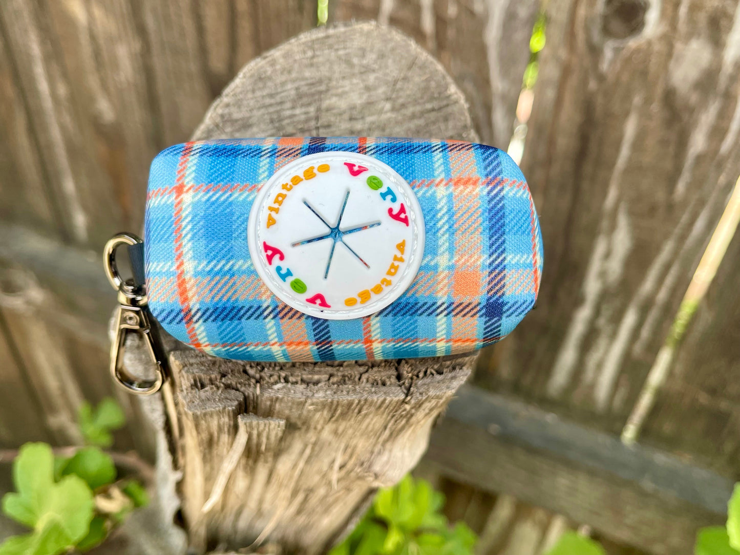 Murphy - Blue & Orange Plaid Dog Poop Bag Holder – Tartan Recycled Waste Bag Dispenser