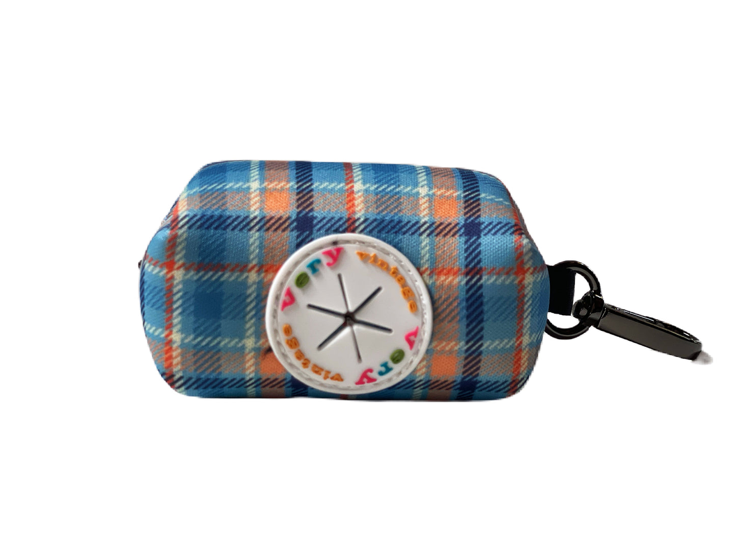 Murphy - Blue & Orange Plaid Dog Poop Bag Holder – Tartan Recycled Waste Bag Dispenser