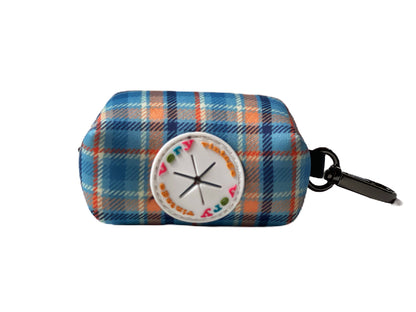 Murphy - Blue & Orange Plaid Dog Poop Bag Holder – Tartan Recycled Waste Bag Dispenser