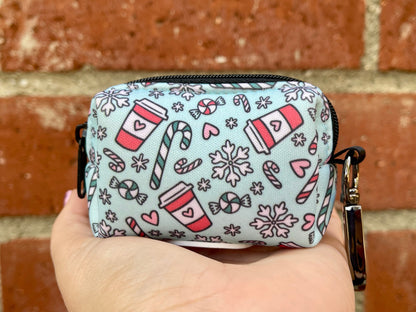 Peppermint Mocha Poop Bag Holder – Holiday Coffee & Candy Cane Print – Recycled Waste Bag Dispenser