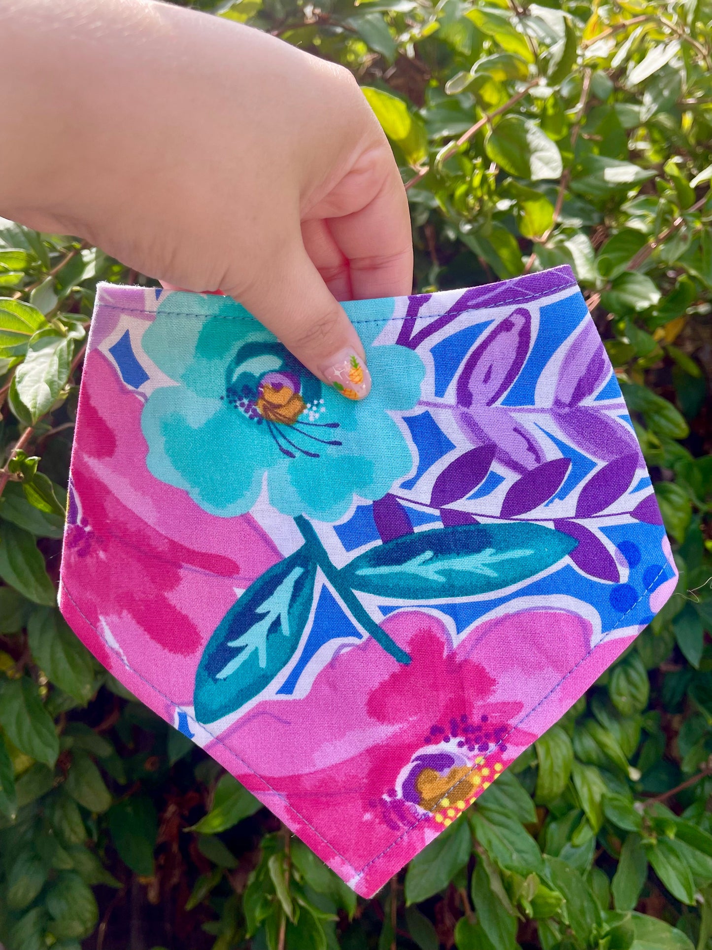 Periwinkle Floral Dog Bandana – Eco-Friendly Snap-On Pet Scarf – Made in the USA