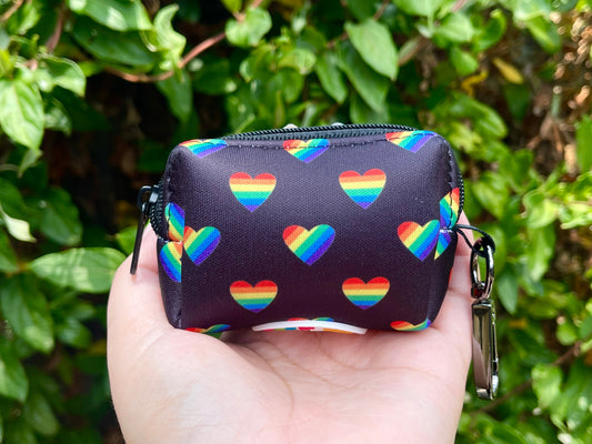 Love Is Love Dog Poop Bag Holder – Rainbow Hearts Recycled Waste Bag Dispenser