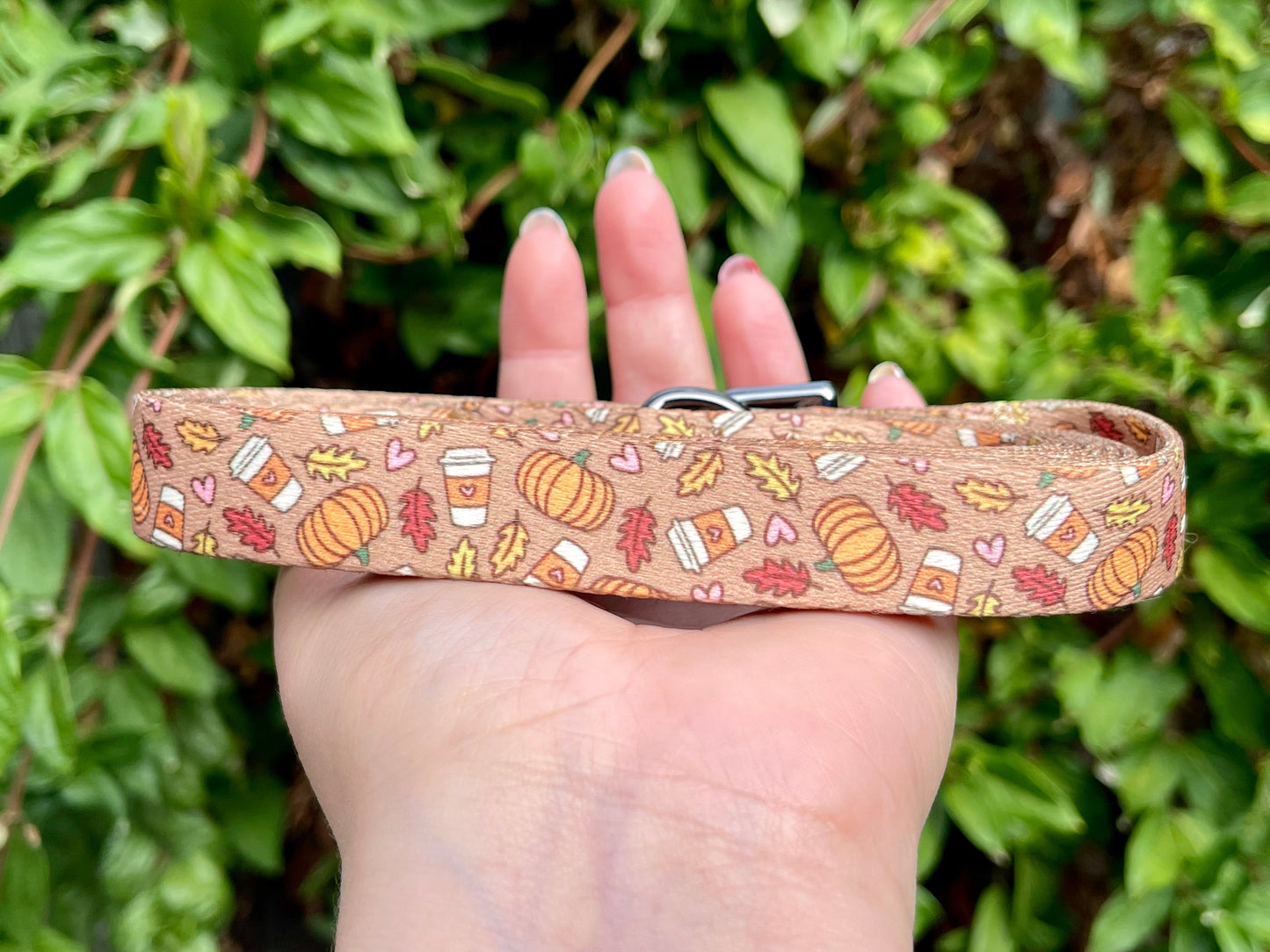 Pumpkin Spice Dog Leash – Fall Coffee Print Lead – Recycled & Eco-Friendly