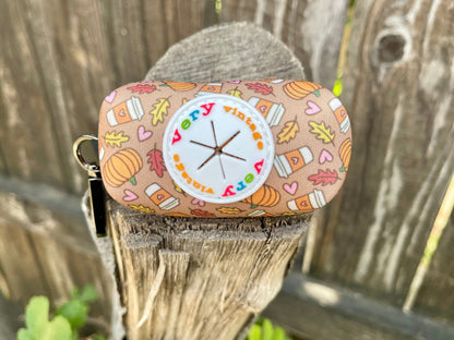 Pumpkin Spice Dog Poop Bag Holder – Fall Coffee Print Recycled Waste Bag Dispenser