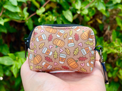 Pumpkin Spice Dog Poop Bag Holder – Fall Coffee Print Recycled Waste Bag Dispenser